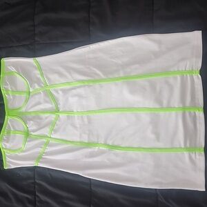 SHEIN White and Neon Green Strapless Bondycon Dress